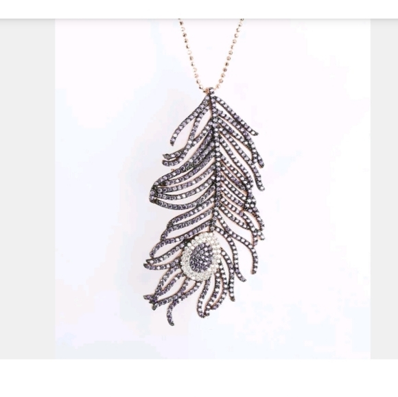 Beautiful amethyst & topaz gold feather necklace - Picture 3 of 4